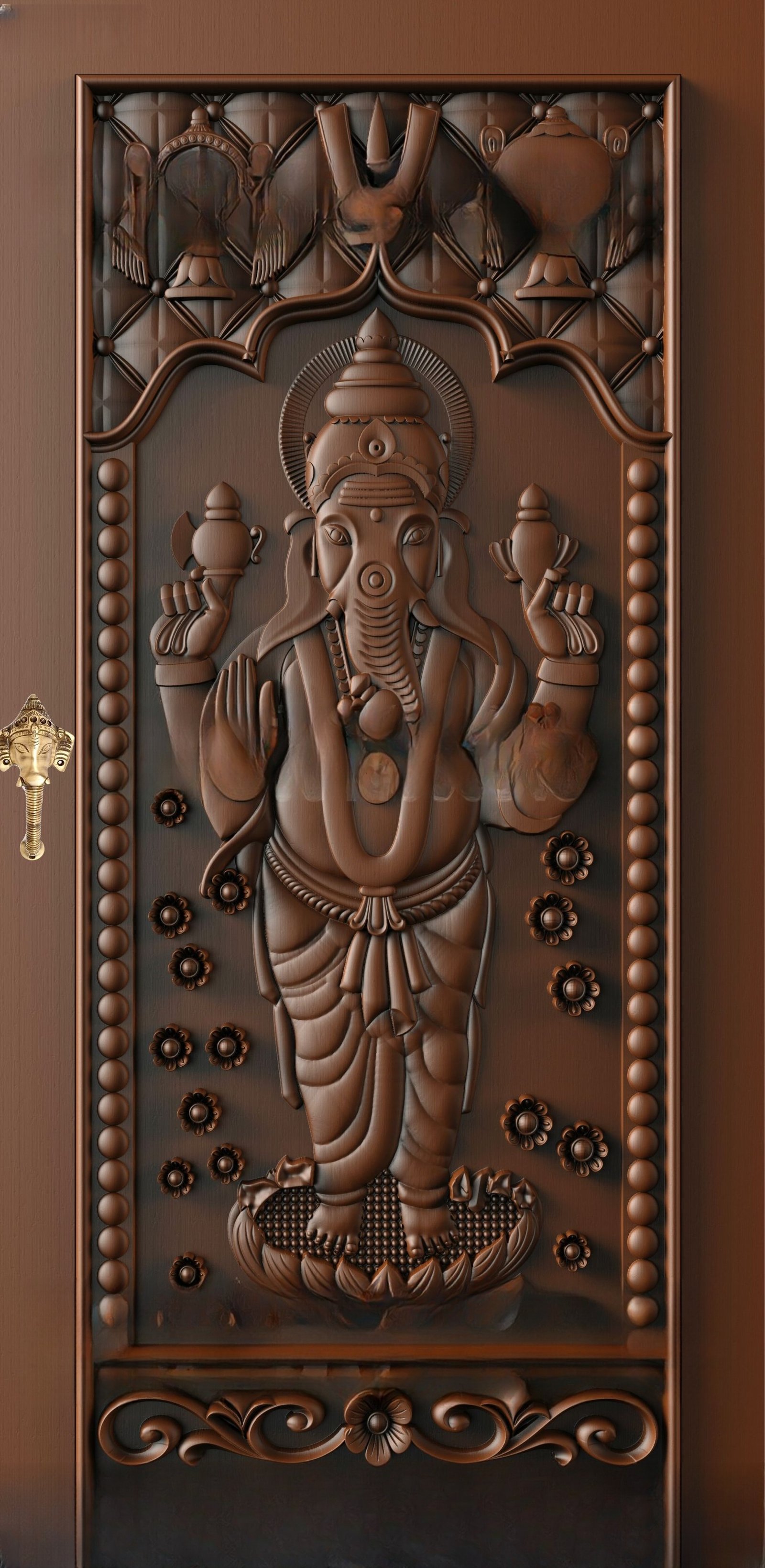 God Doors - GD-31 Lord Ganesha Divine 3D Relief Carving Door Model